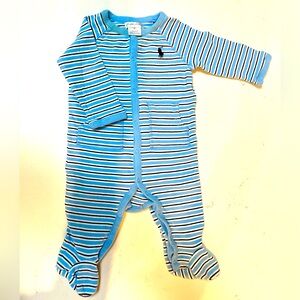 Boys Ralph Lauren Light Blue, Navy & White Stripe Onesie!